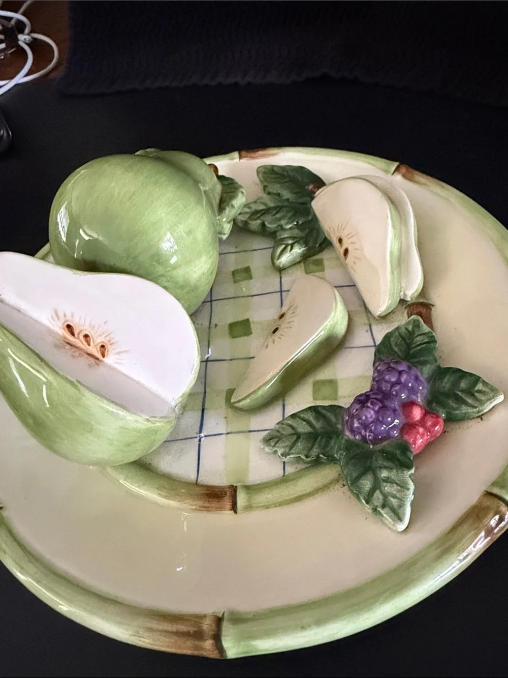 Bella Casa by Ganz Vintage 3D Green Pear Ceramic Decorative Plate